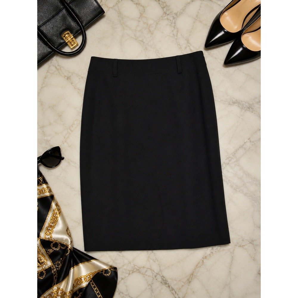 Piazza Sempione Women's 96% Wool Black Pencil Skirt, Made in Italy, Size US 4